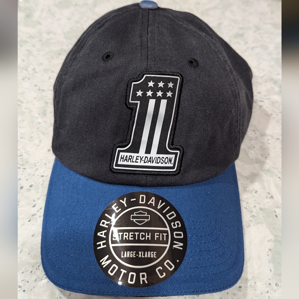 Harley-Davidson Reflective #1 Fitted Hat Black Beauty & True Blue L/XL